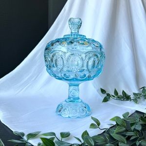 LE Smith Ice Blue Moon & Stars Lidded Candy Dish